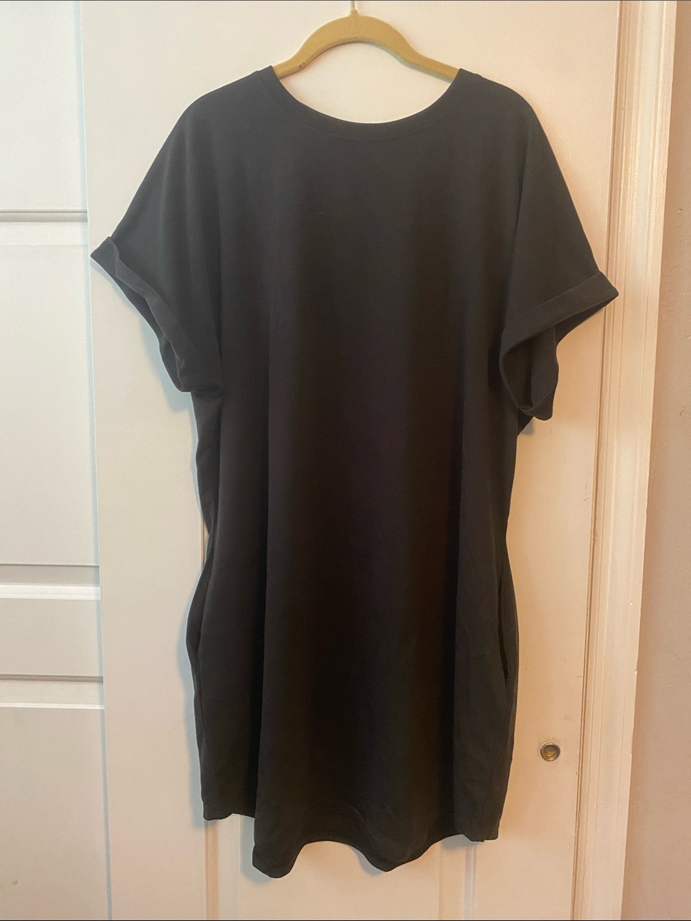 Classic Black Short-Sleeve Tunic Dress
